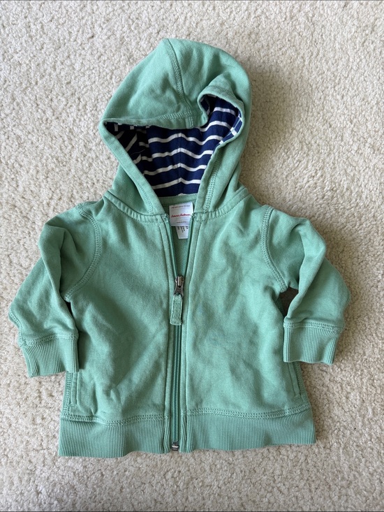 Hanna Andersson Other - Hannah Anderson Hoodie green with Striped Lining 6-12m